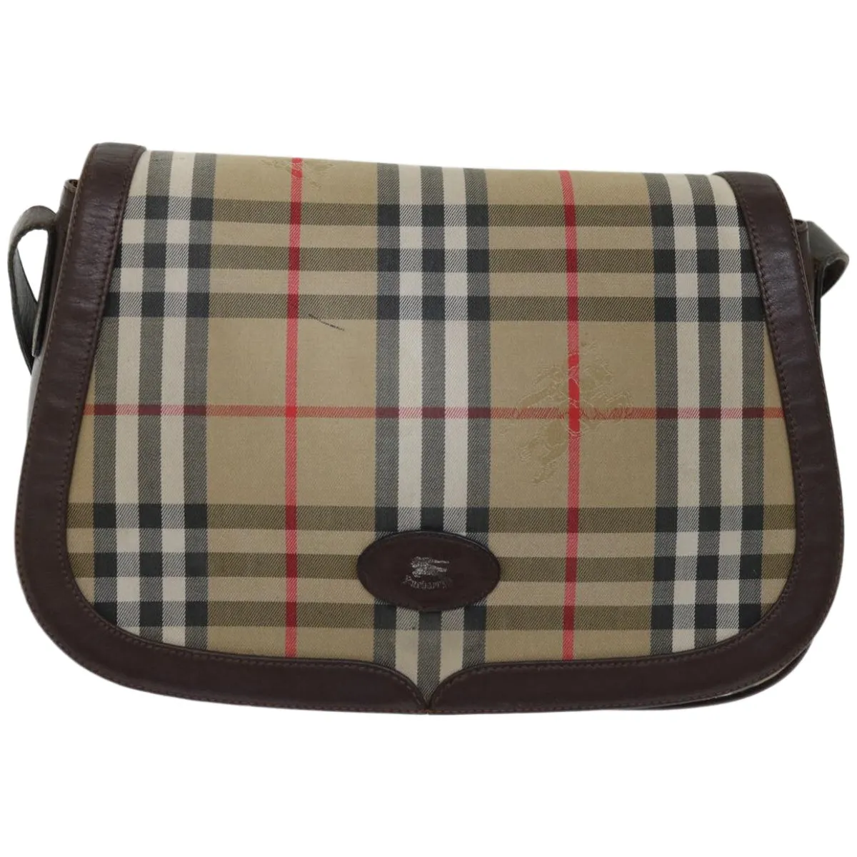 Trendy Inspired Burberryss Nova Check Shoulder Bag Canvas Beige Auth Ki4096