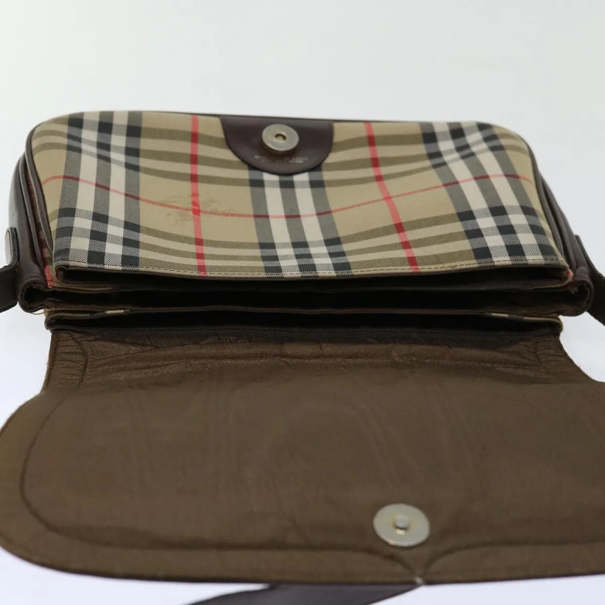 Trendy Inspired Burberryss Nova Check Shoulder Bag Canvas Beige Auth Ki4096