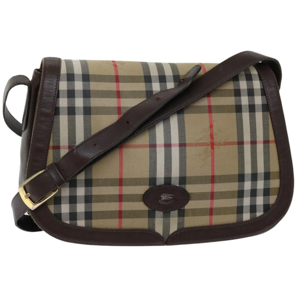 Trendy Inspired Burberryss Nova Check Shoulder Bag Canvas Beige Auth Ki4096