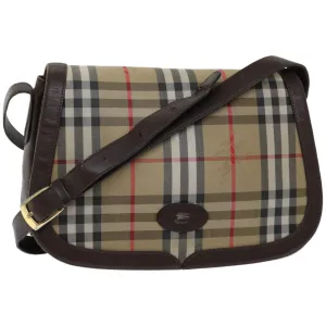 Trendy Inspired Burberryss Nova Check Shoulder Bag Canvas Beige Auth Ki4096
