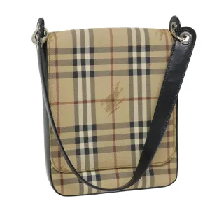 Trendy Inspired Burberryss Nova Check Shoulder Bag Pvc Leather Beige Black Auth 56484
