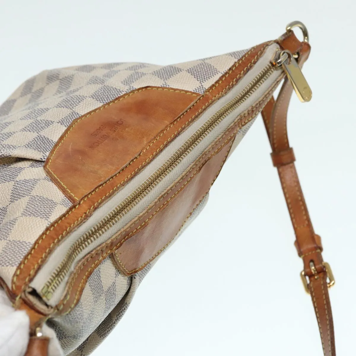 Trendy Inspired Louis Vuitton Damier Azur Siracusa Pm Shoulder Bag N41113 Lv Auth 87967