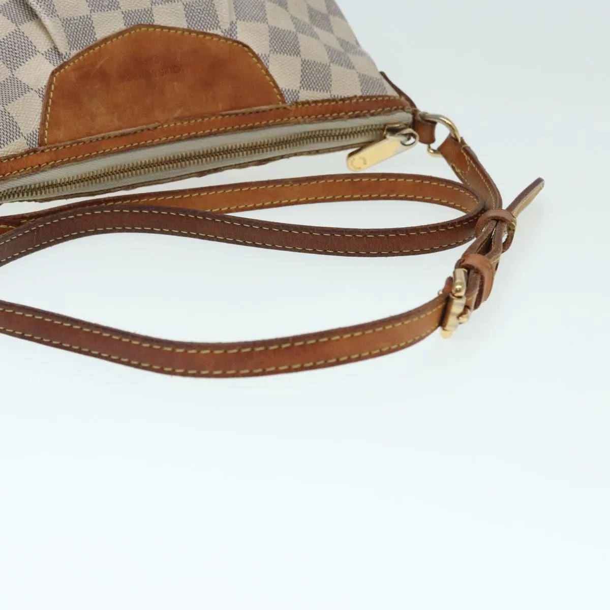 Trendy Inspired Louis Vuitton Damier Azur Siracusa Pm Shoulder Bag N41113 Lv Auth 87967