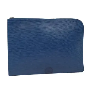Trendy Inspired Louis Vuitton Epi Pochette Jules Gm Clutch Bag Blue M64154 Lv Auth 87939