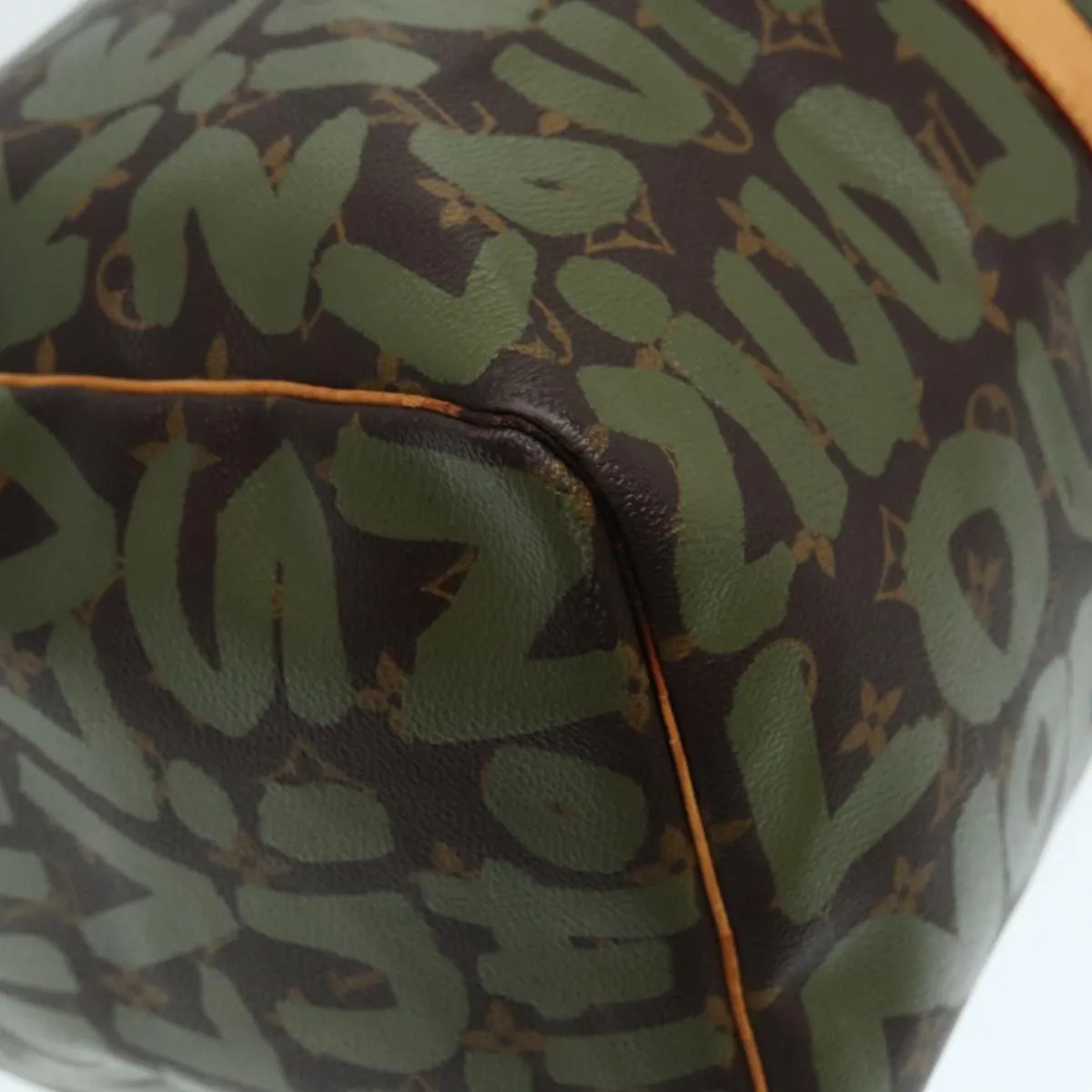 Trendy Inspired Louis Vuitton Monogram Graffiti Keepall 50 Boston Bag Khaki M92196 Auth 85405