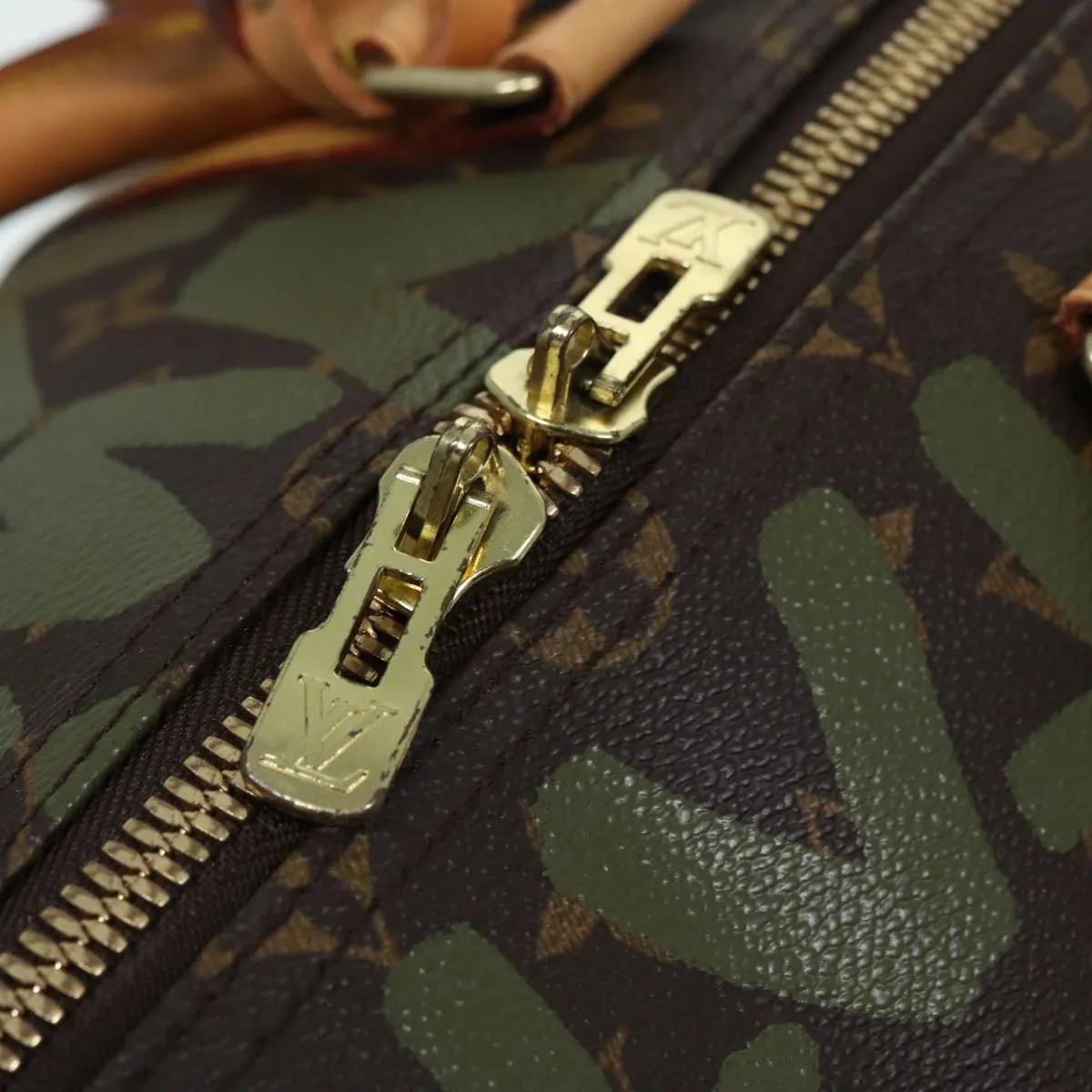 Trendy Inspired Louis Vuitton Monogram Graffiti Keepall 50 Boston Bag Khaki M92196 Auth 85405