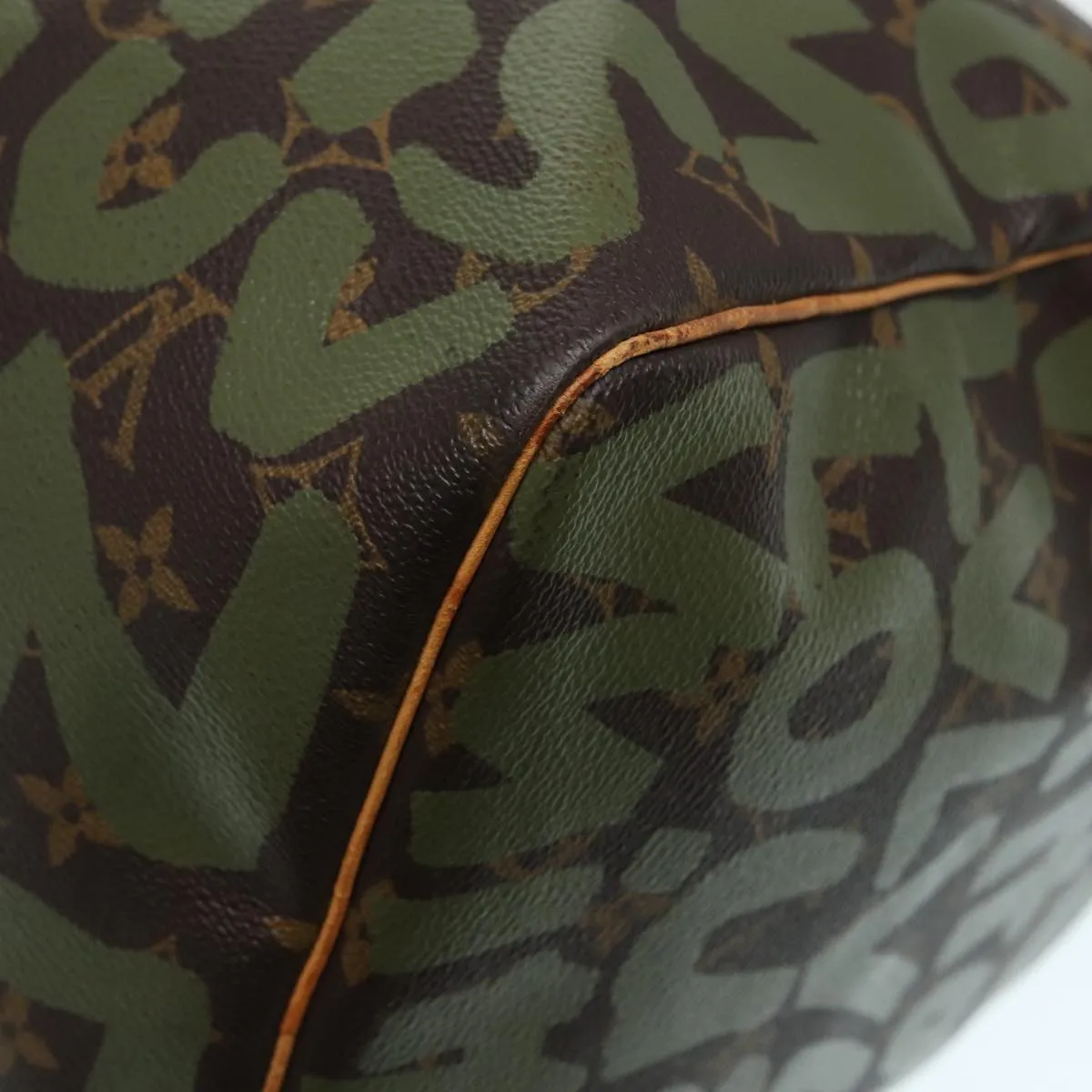 Trendy Inspired Louis Vuitton Monogram Graffiti Keepall 50 Boston Bag Khaki M92196 Auth 85405