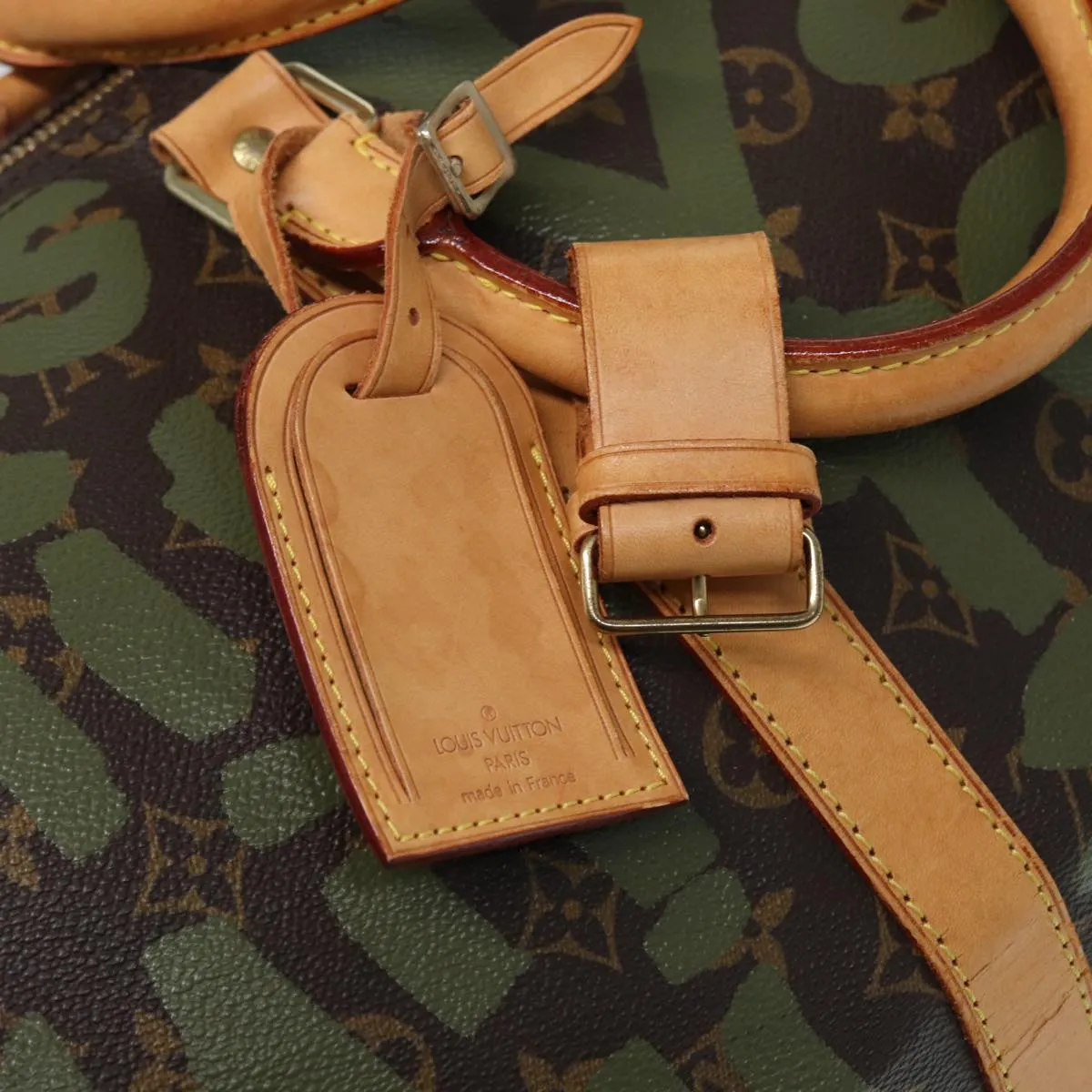 Trendy Inspired Louis Vuitton Monogram Graffiti Keepall 50 Boston Bag Khaki M92196 Auth 85405