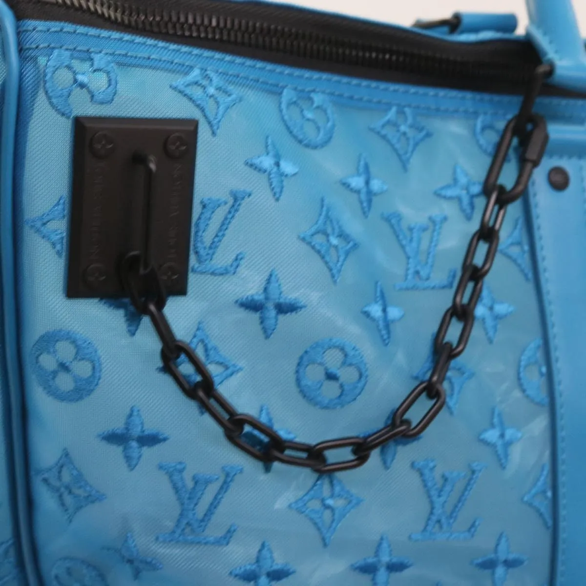 Trendy Inspired Louis Vuitton Monogram Mesh Keepall Triangle 50 Bag Blue M45048 Lv Auth 56647a