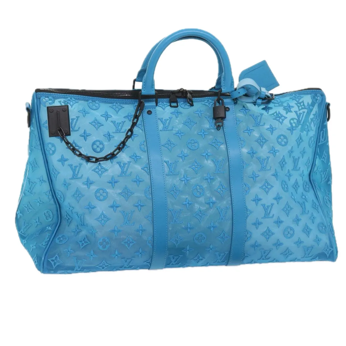 Trendy Inspired Louis Vuitton Monogram Mesh Keepall Triangle 50 Bag Blue M45048 Lv Auth 56647a