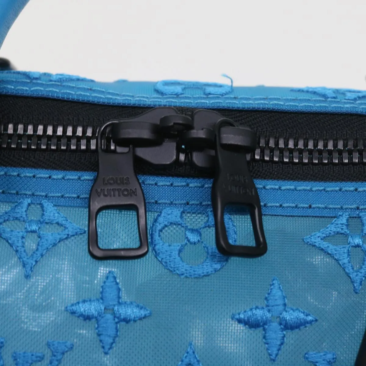 Trendy Inspired Louis Vuitton Monogram Mesh Keepall Triangle 50 Bag Blue M45048 Lv Auth 56647a