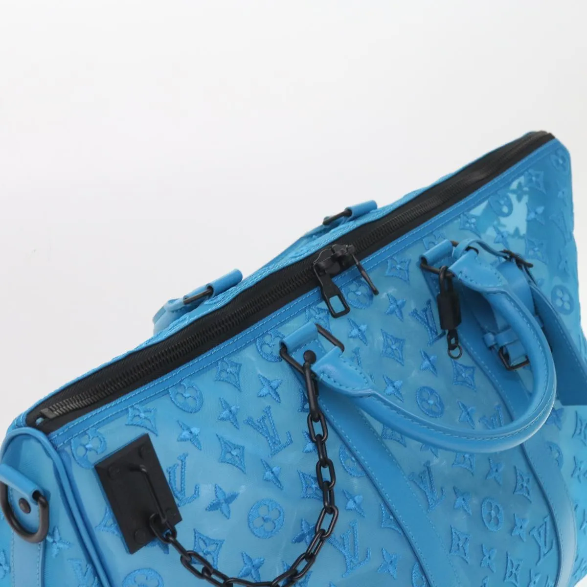 Trendy Inspired Louis Vuitton Monogram Mesh Keepall Triangle 50 Bag Blue M45048 Lv Auth 56647a