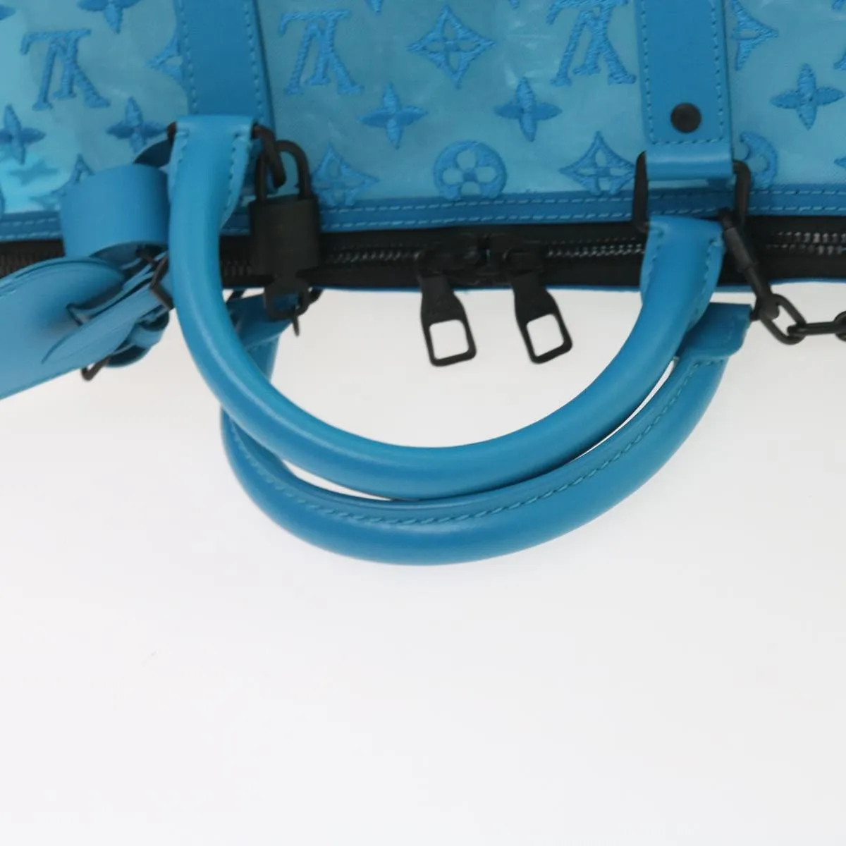 Trendy Inspired Louis Vuitton Monogram Mesh Keepall Triangle 50 Bag Blue M45048 Lv Auth 56647a