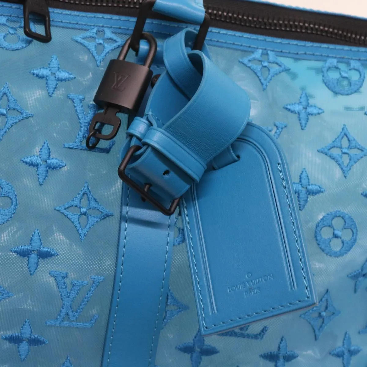 Trendy Inspired Louis Vuitton Monogram Mesh Keepall Triangle 50 Bag Blue M45048 Lv Auth 56647a