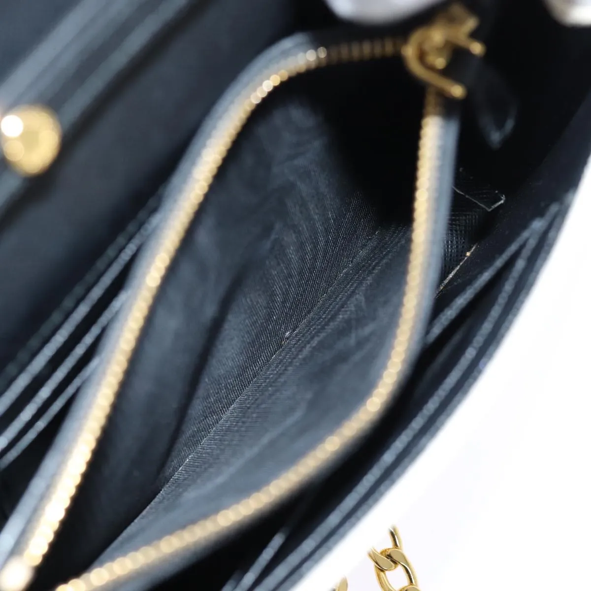 Trendy Inspired Prada Chain Shoulder Bag Safiano Leather White Auth 71652a