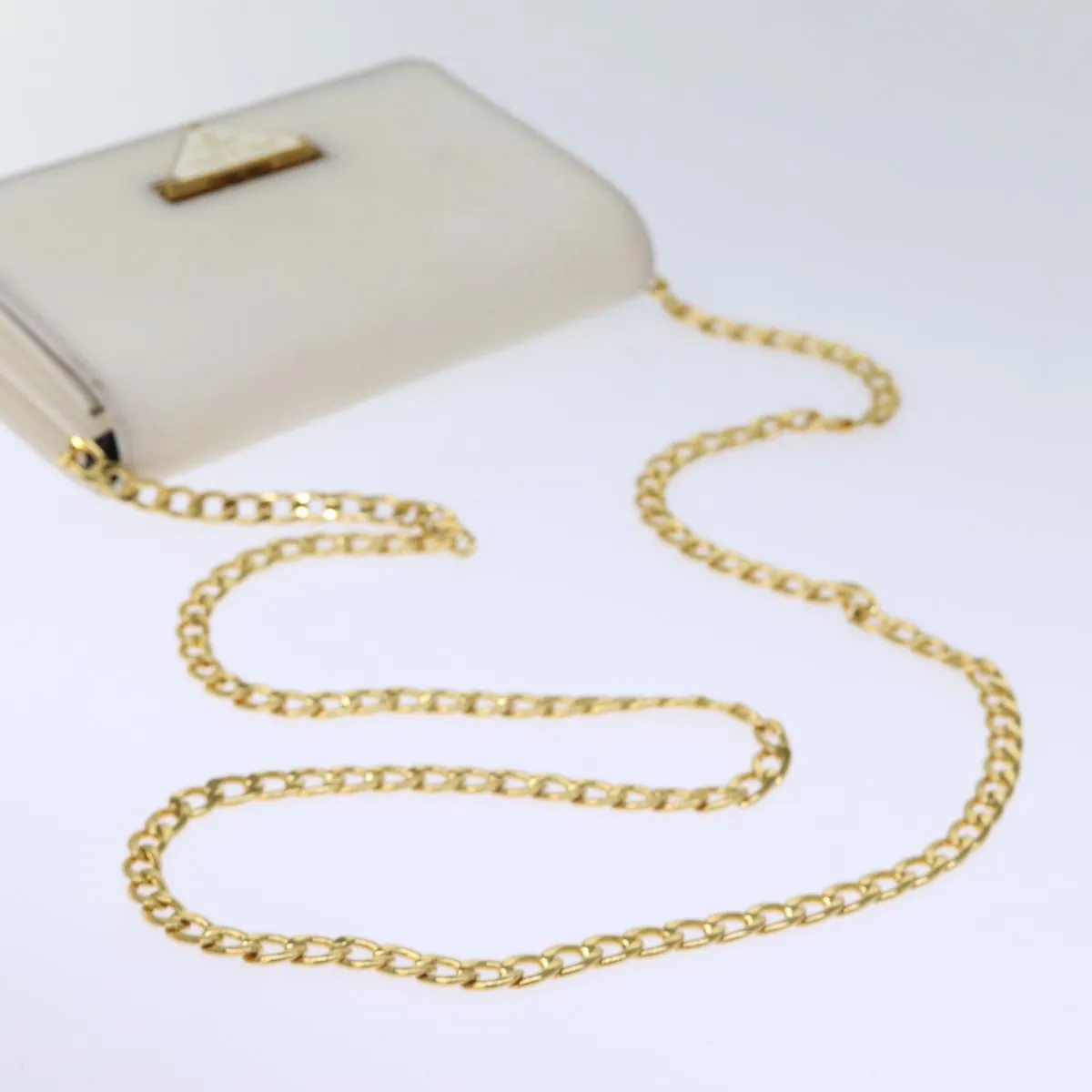 Trendy Inspired Prada Chain Shoulder Bag Safiano Leather White Auth 71652a
