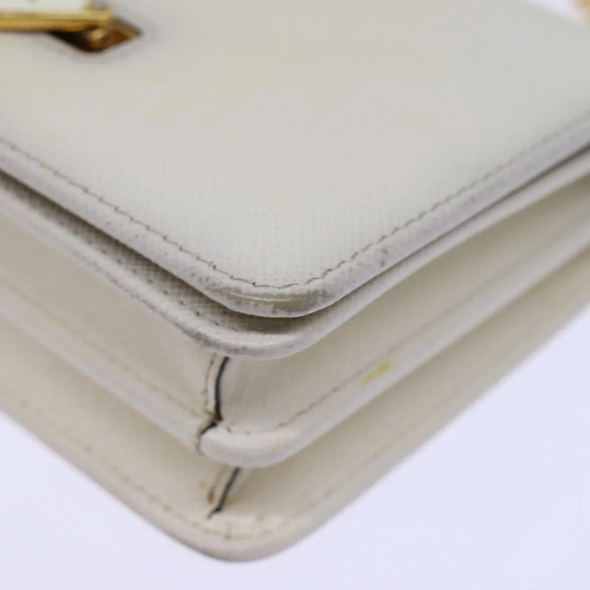 Trendy Inspired Prada Chain Shoulder Bag Safiano Leather White Auth 71652a