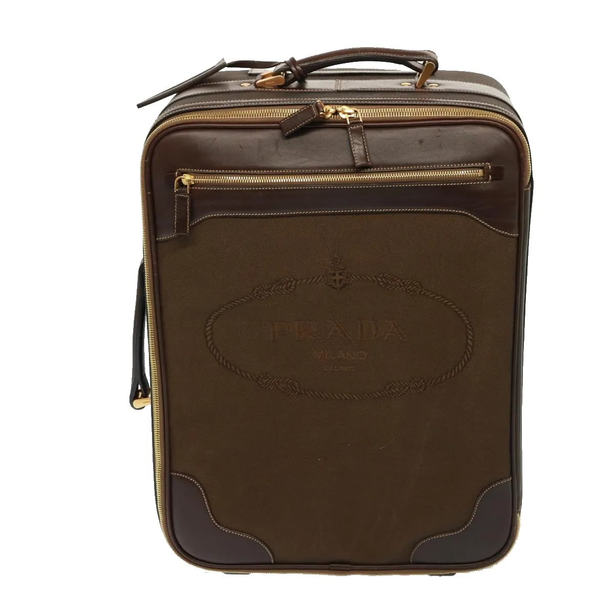 Trendy Inspired Prada Suitcase Canvas Brown Auth Mr228