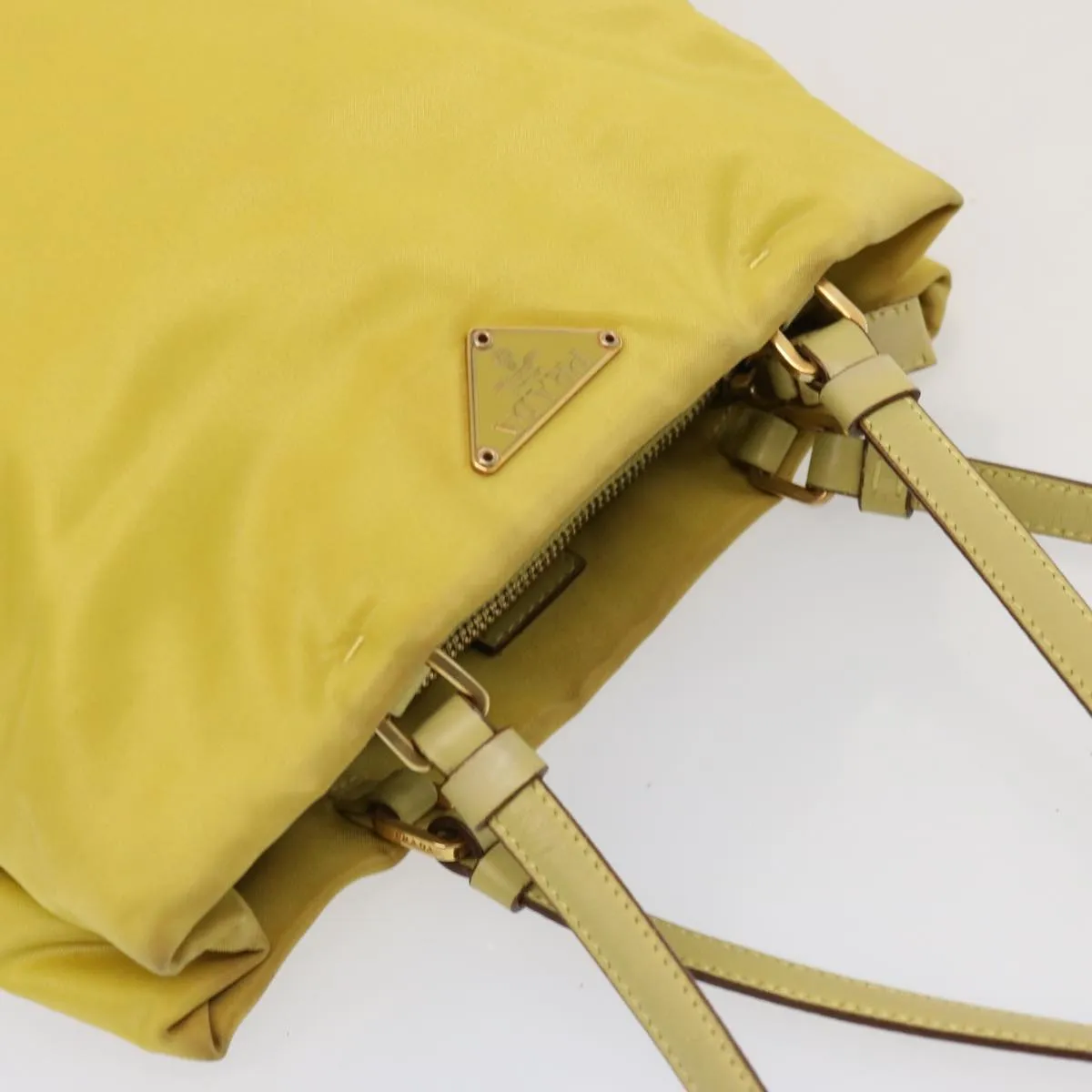 Trendy Inspired Prada Tote Bag Nylon Yellow Auth 73333