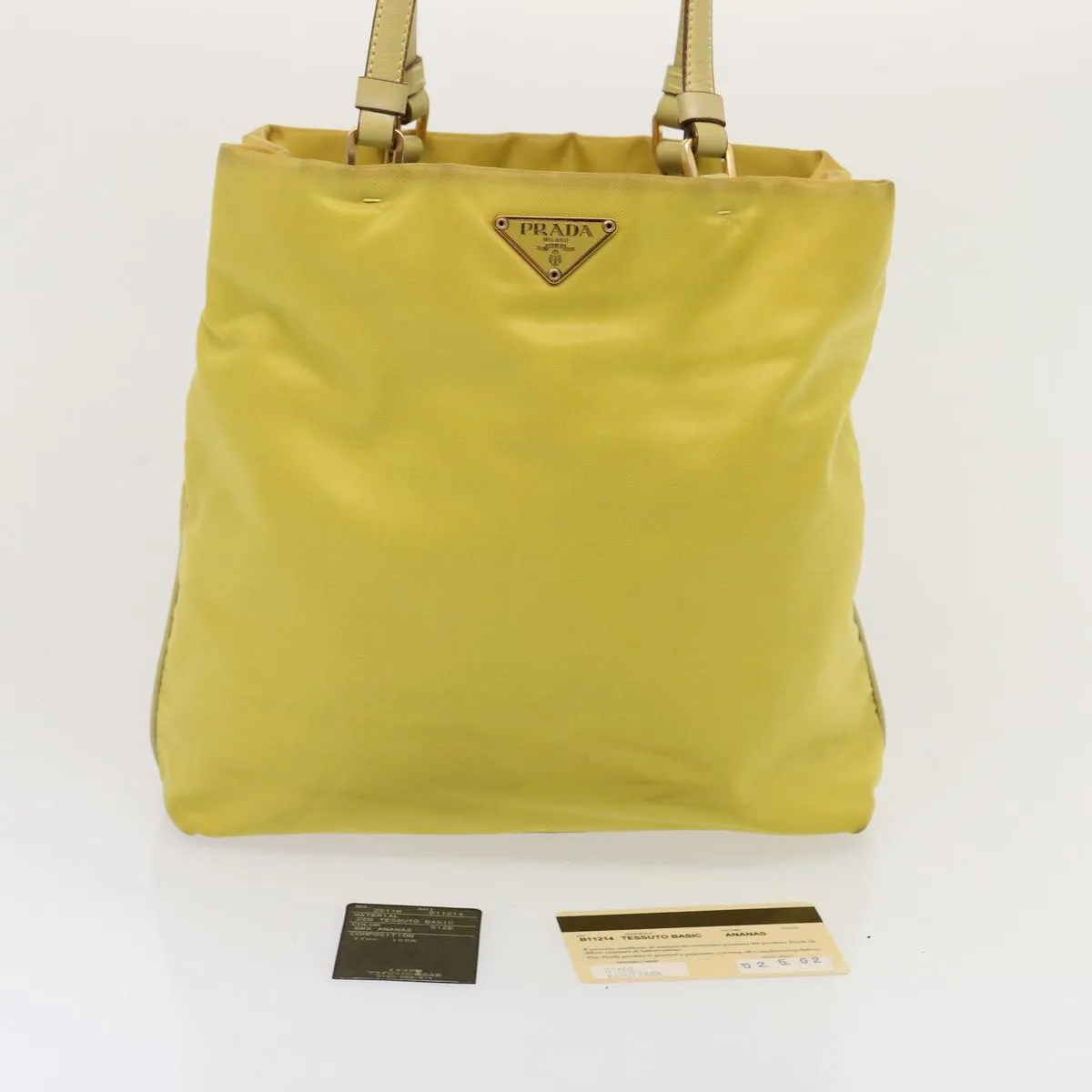 Trendy Inspired Prada Tote Bag Nylon Yellow Auth 73333