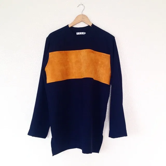 TZAR: Silk Shirt With Leather Panel