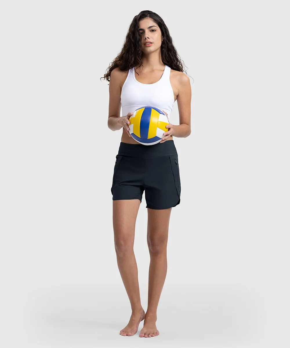 Women's 5" High Waisted Swim Board Shorts