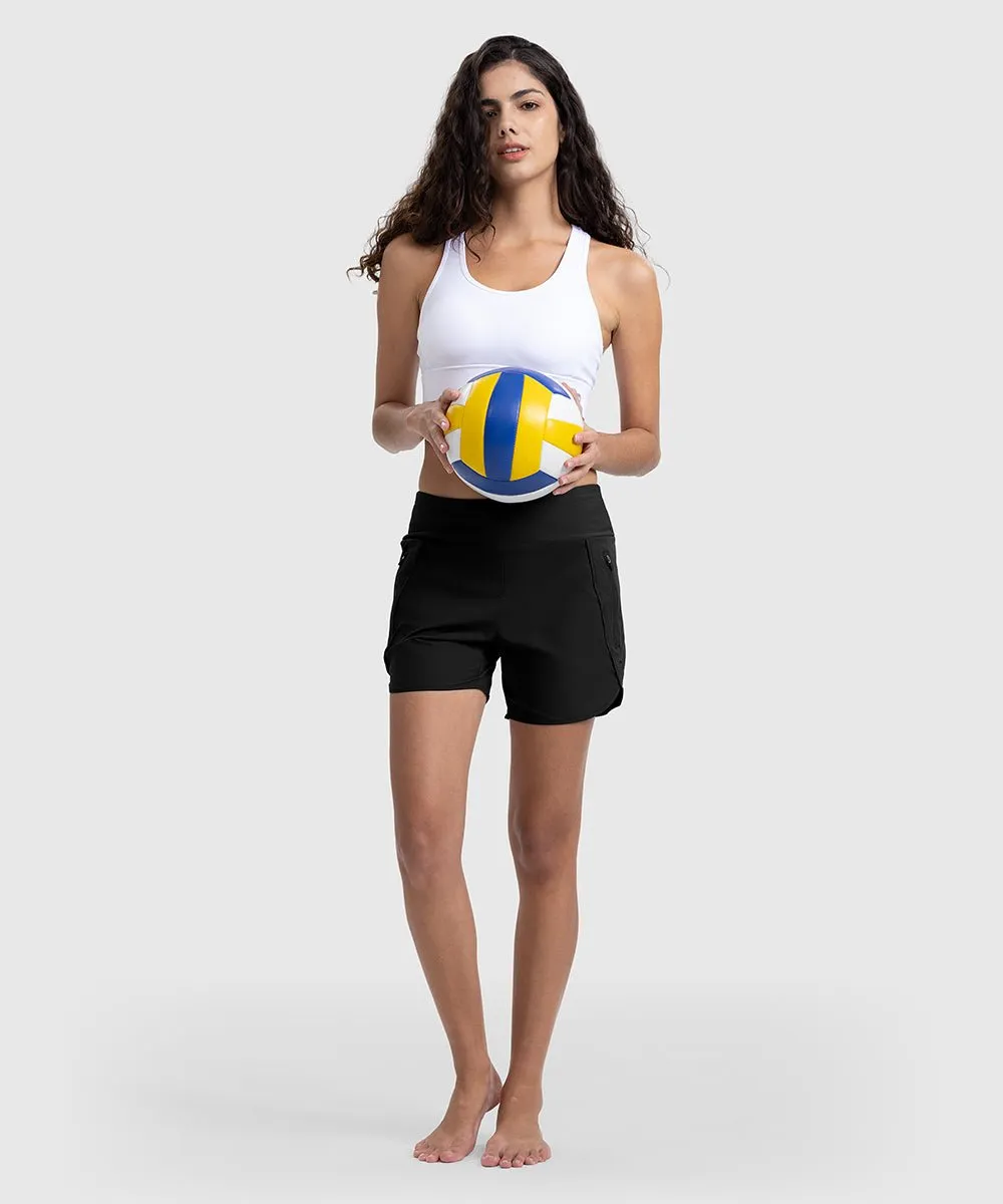 Women's 5" High Waisted Swim Board Shorts