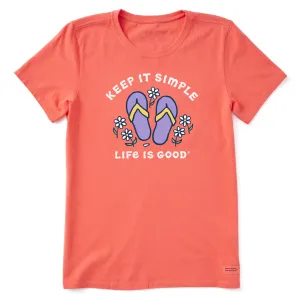 Women's Keep it Simple Flip Flops and Daisies Short Sleeve Tee