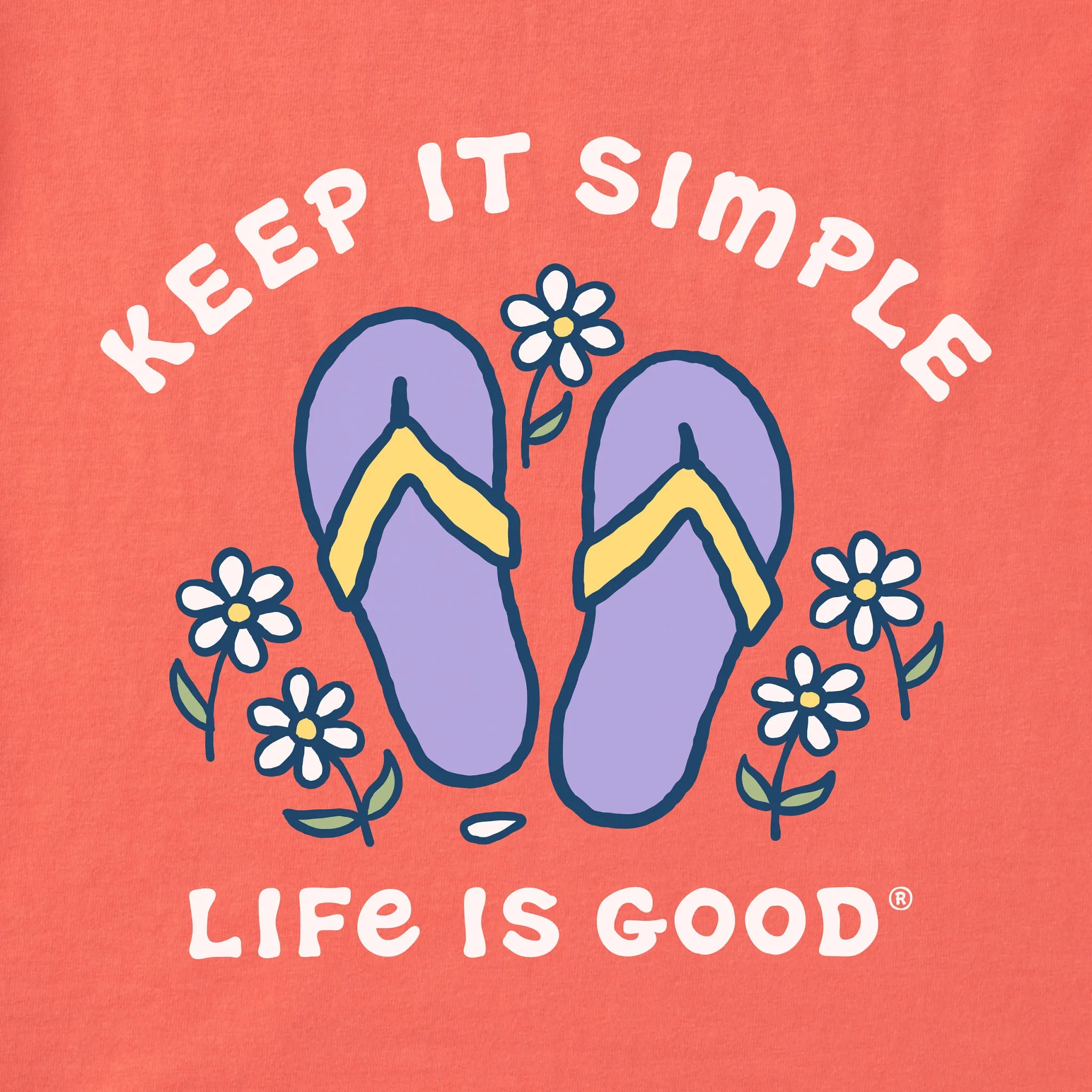 Women's Keep it Simple Flip Flops and Daisies Short Sleeve Tee