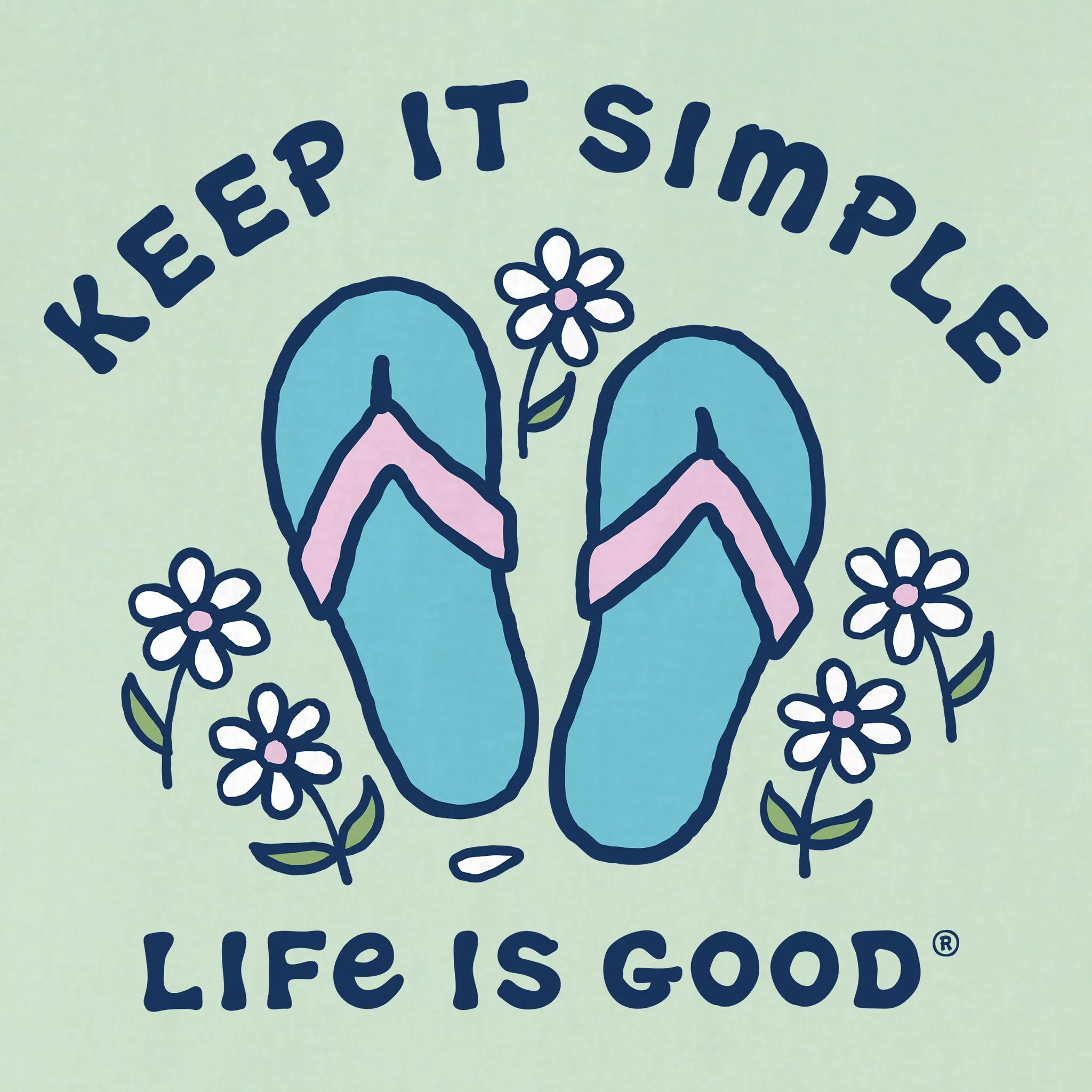 Women's Keep it Simple Flip Flops and Daisies Short Sleeve Vee
