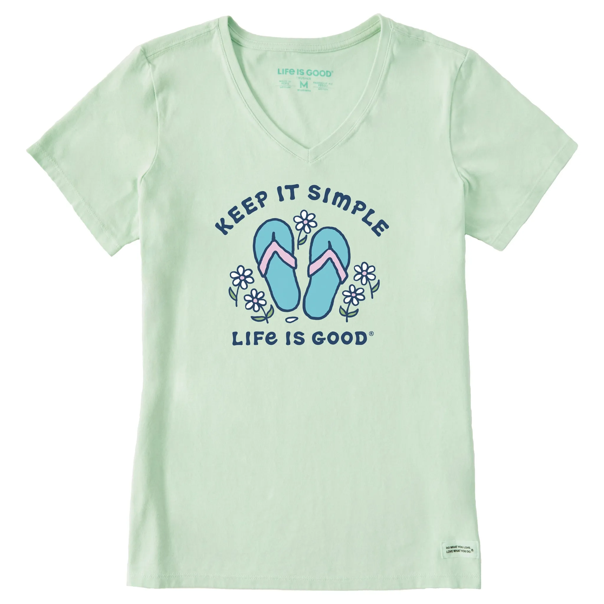 Women's Keep it Simple Flip Flops and Daisies Short Sleeve Vee