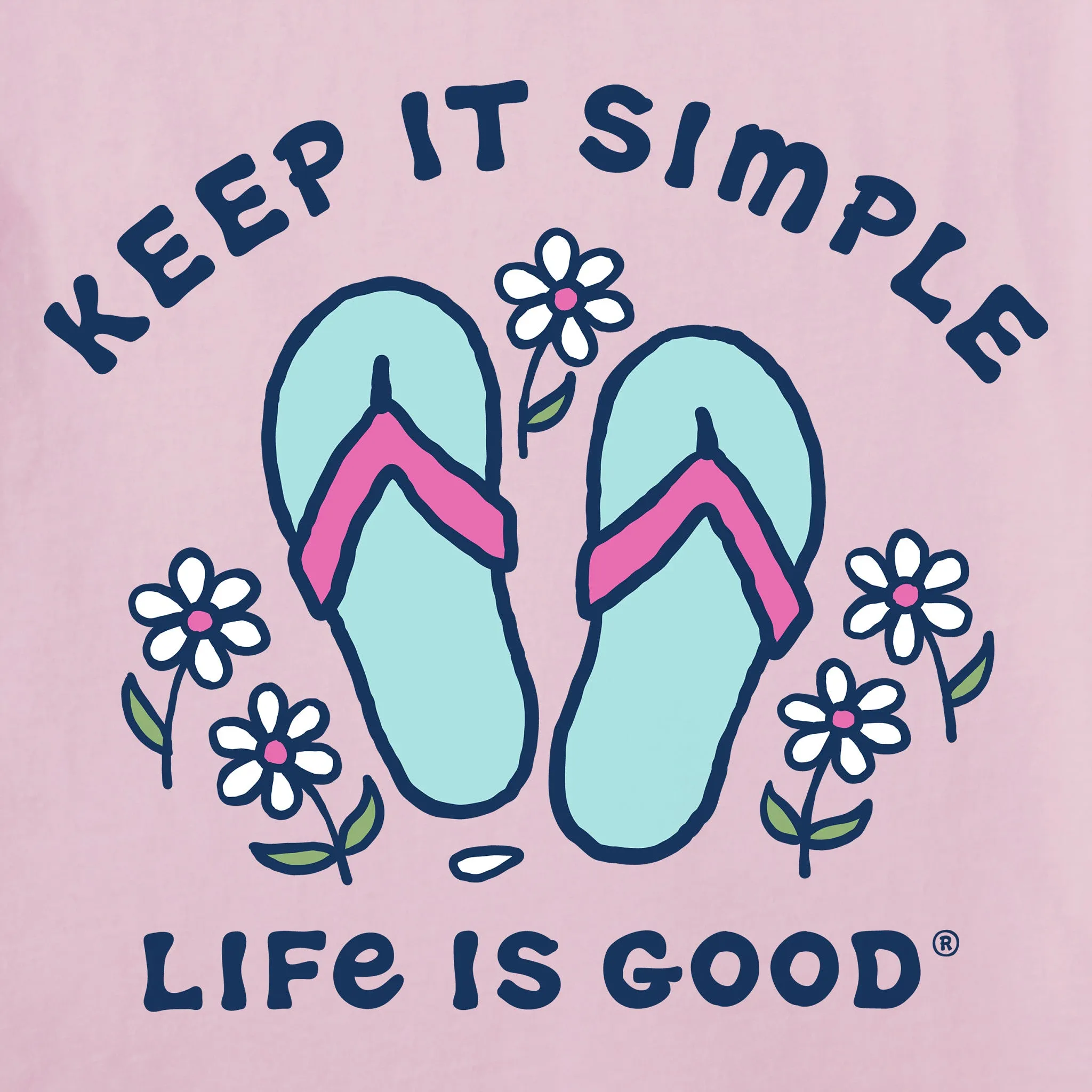 Women's Keep it Simple Flip Flops and Daisies Short Sleeve Vee