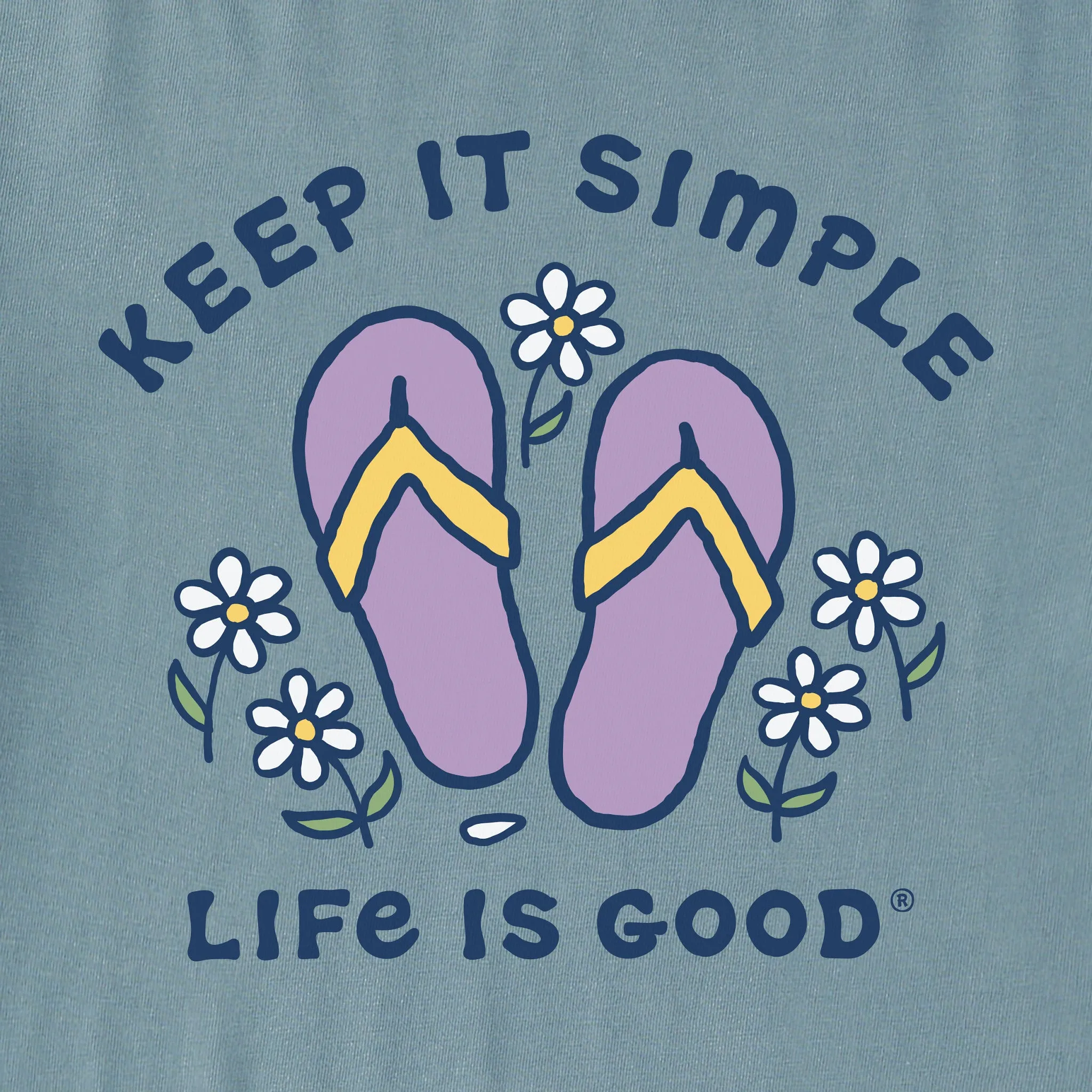 Women's Keep it Simple Flip Flops and Daisies Short Sleeve Vee
