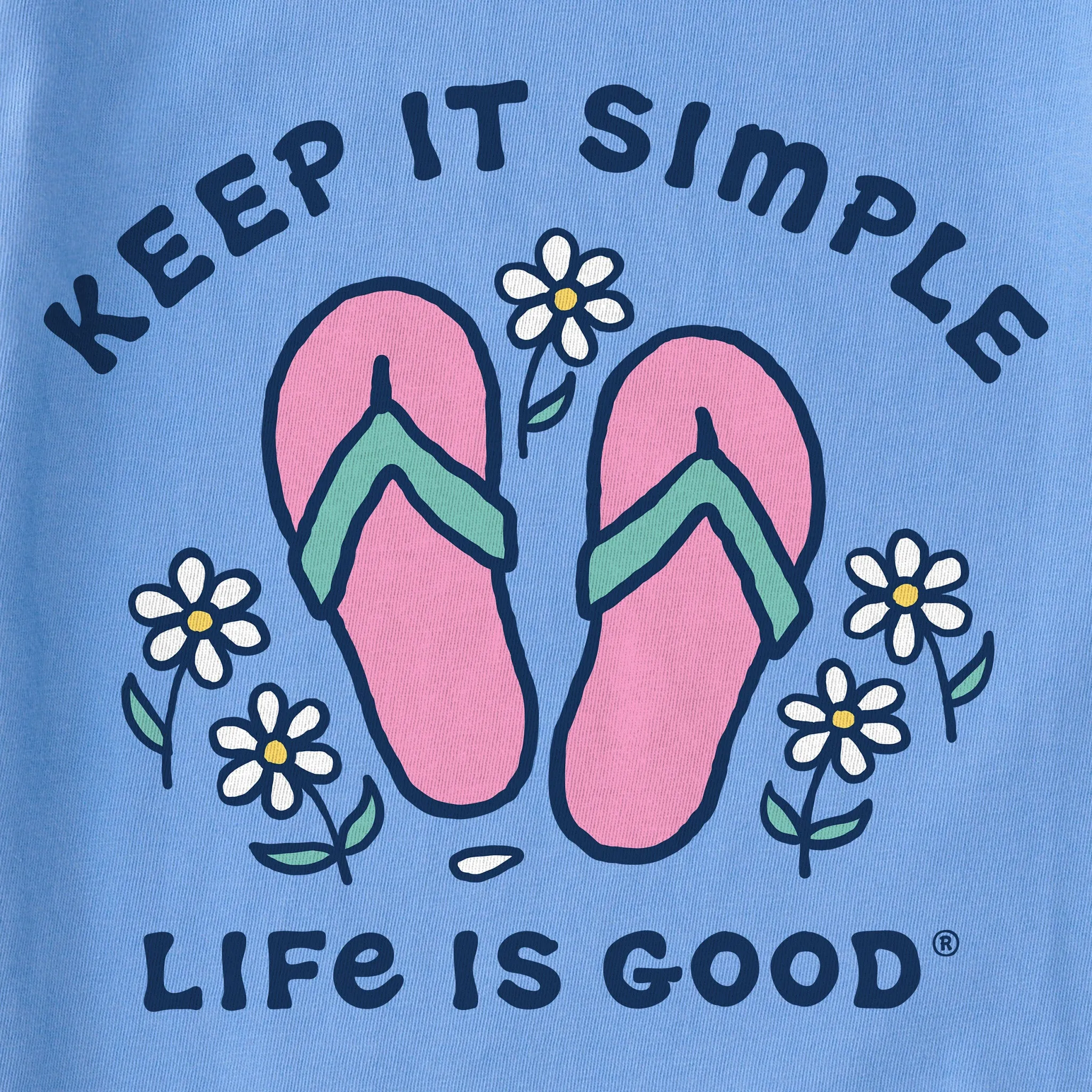 Women's Keep it Simple Flip Flops and Daisies Short Sleeve Vee