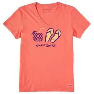 Women's Keep It Simple Pineapple Flops Short Sleeve Vee