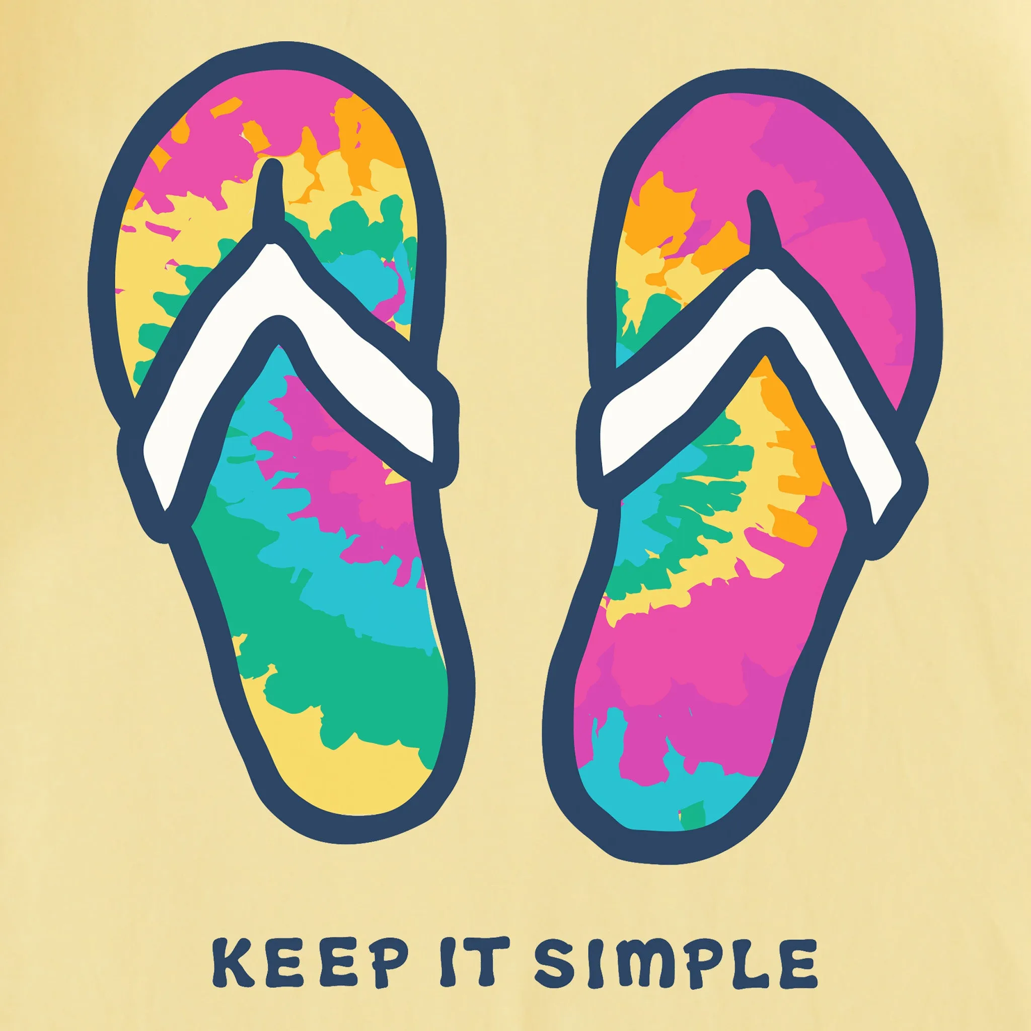 Women's Keep it Simple Tie Dye Flip Flops Short Sleeve Crusher Tee