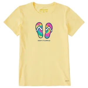 Women's Keep it Simple Tie Dye Flip Flops Short Sleeve Crusher Tee
