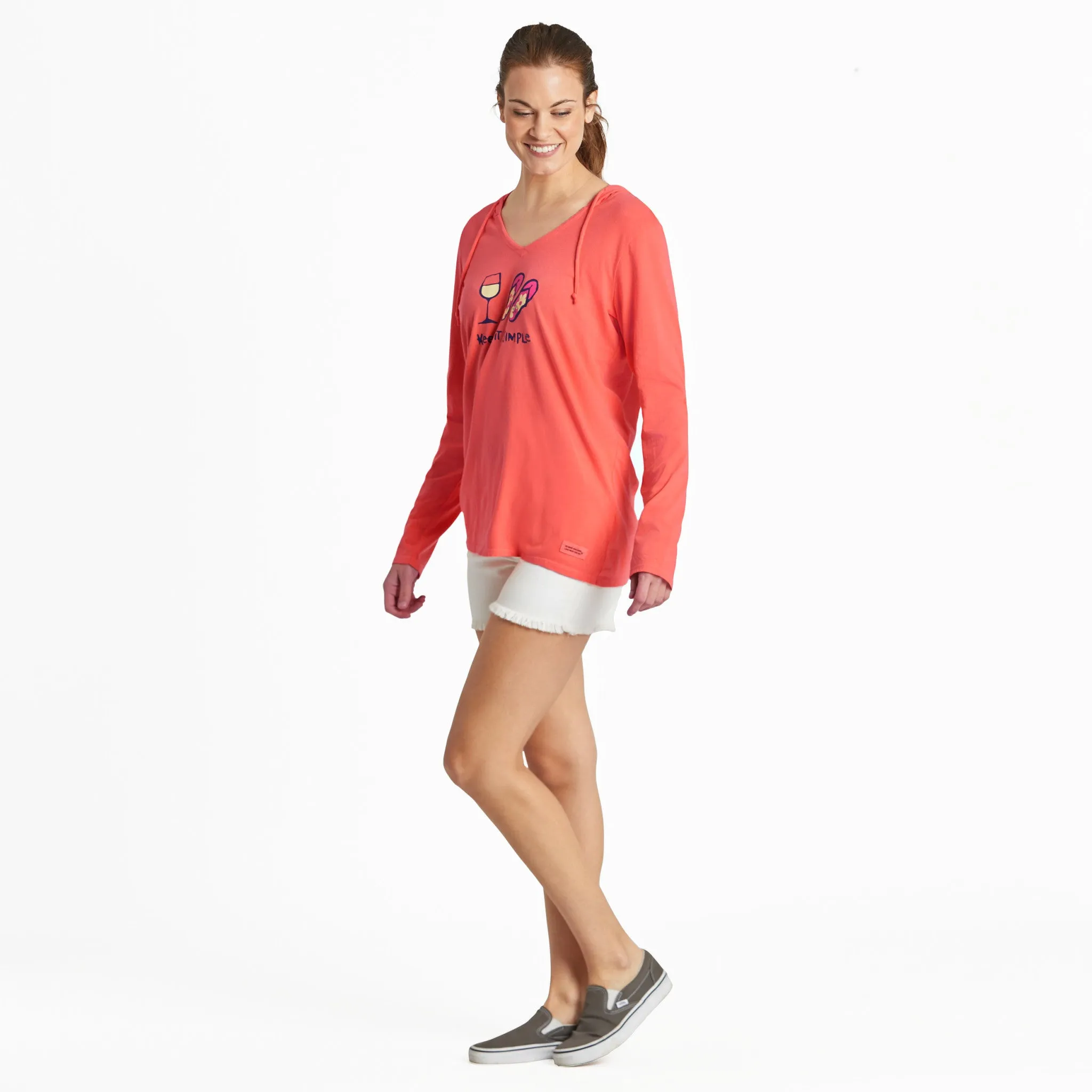 Women's Keep it Simple Wine and Flips Long Sleeve Crusher-LITE Hooded Tee