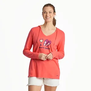 Women's Keep it Simple Wine and Flips Long Sleeve Crusher-LITE Hooded Tee