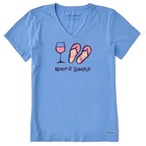 Women's Keep it Simple Wine and Flips Short Sleeve Crusher-LITE Vee