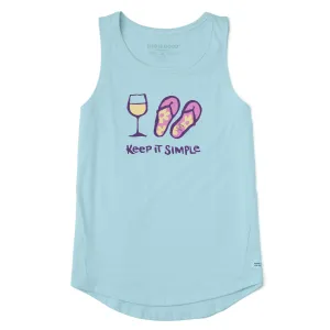 Women's Keep it Simple Wine and Flips Sleeveless High-Low Crusher Tank