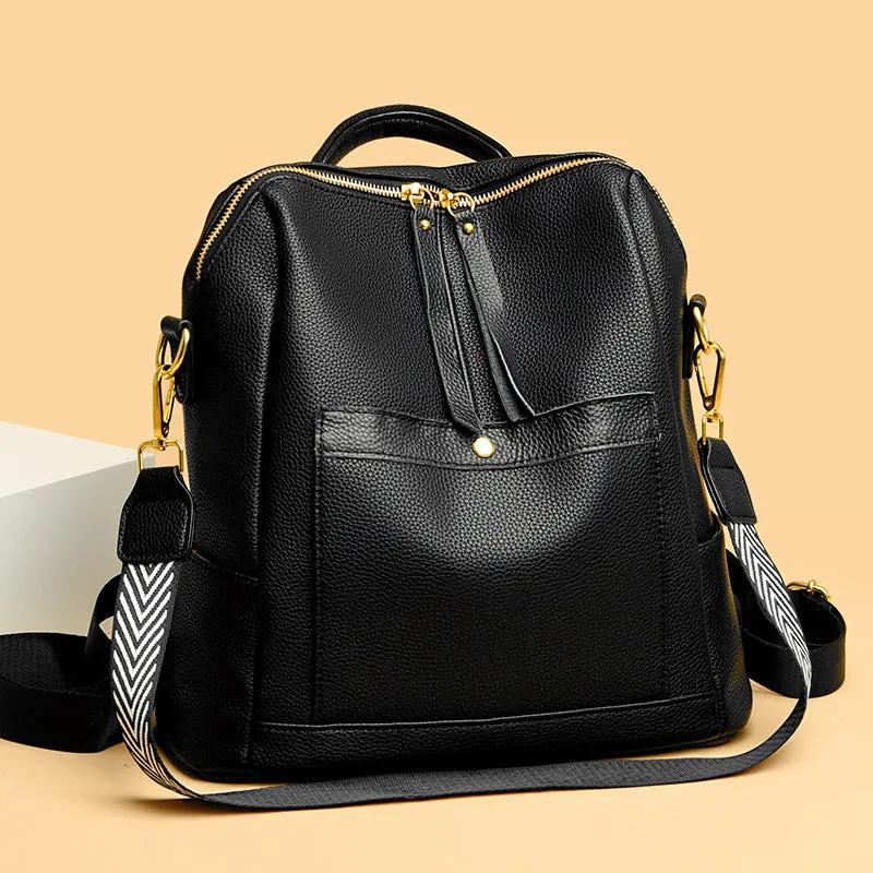 Women's Leather Multi-Purpose Stylish Casual Backpack